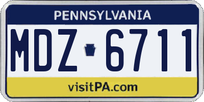 PA license plate MDZ6711