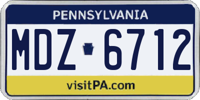 PA license plate MDZ6712