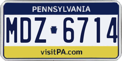 PA license plate MDZ6714