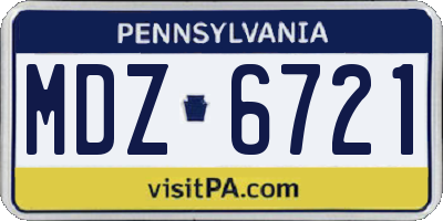 PA license plate MDZ6721
