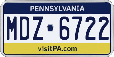 PA license plate MDZ6722