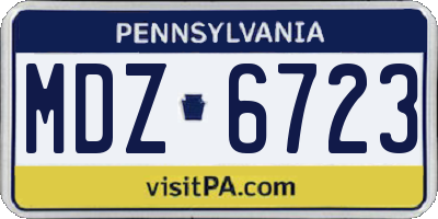 PA license plate MDZ6723