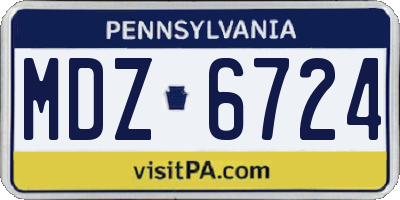 PA license plate MDZ6724