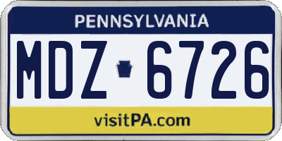 PA license plate MDZ6726