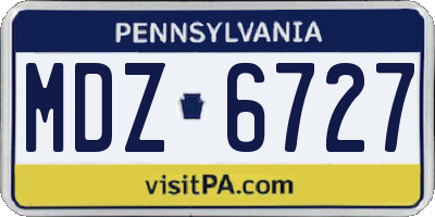 PA license plate MDZ6727