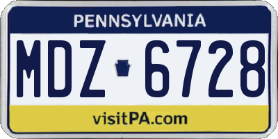 PA license plate MDZ6728