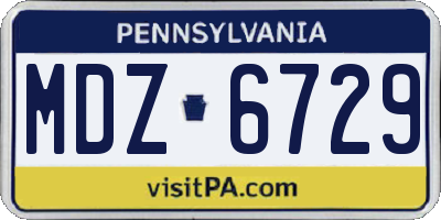 PA license plate MDZ6729