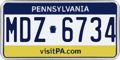 PA license plate MDZ6734