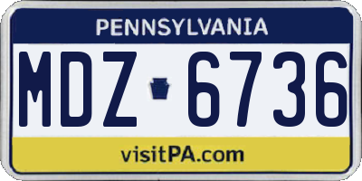 PA license plate MDZ6736