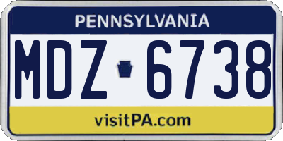 PA license plate MDZ6738