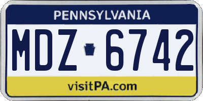 PA license plate MDZ6742