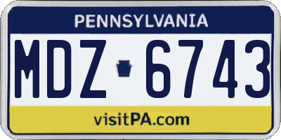 PA license plate MDZ6743