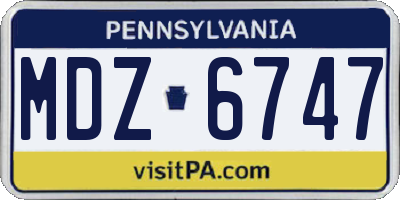 PA license plate MDZ6747