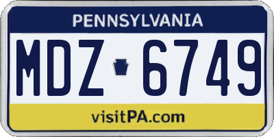 PA license plate MDZ6749
