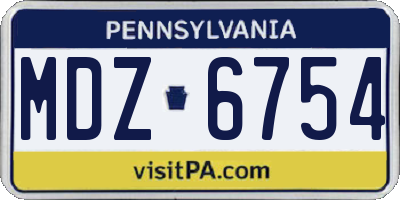 PA license plate MDZ6754