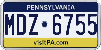 PA license plate MDZ6755
