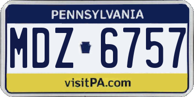 PA license plate MDZ6757
