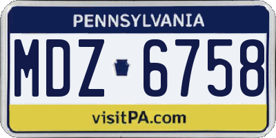 PA license plate MDZ6758