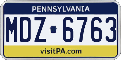 PA license plate MDZ6763