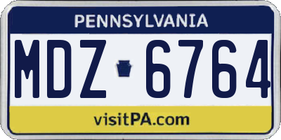 PA license plate MDZ6764