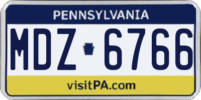 PA license plate MDZ6766
