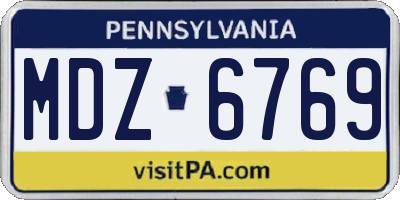 PA license plate MDZ6769