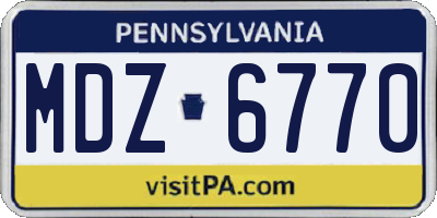 PA license plate MDZ6770