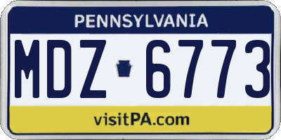 PA license plate MDZ6773