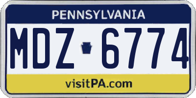 PA license plate MDZ6774