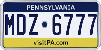 PA license plate MDZ6777