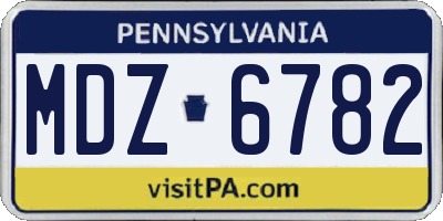 PA license plate MDZ6782
