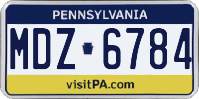 PA license plate MDZ6784