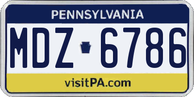 PA license plate MDZ6786