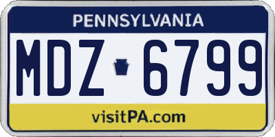 PA license plate MDZ6799