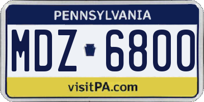 PA license plate MDZ6800