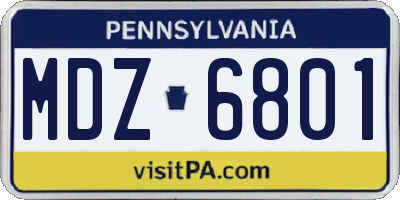 PA license plate MDZ6801