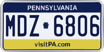 PA license plate MDZ6806