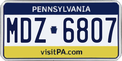 PA license plate MDZ6807