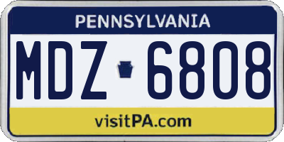 PA license plate MDZ6808