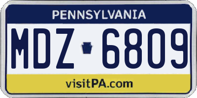 PA license plate MDZ6809