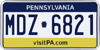 PA license plate MDZ6821