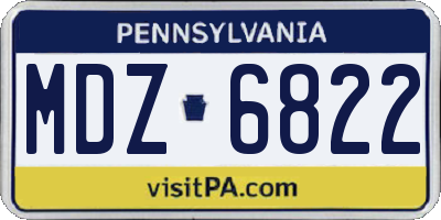 PA license plate MDZ6822