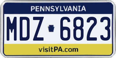 PA license plate MDZ6823
