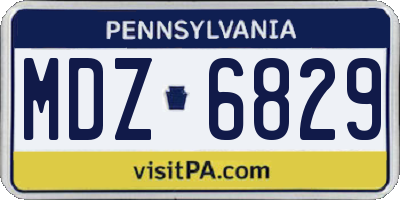 PA license plate MDZ6829