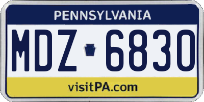 PA license plate MDZ6830