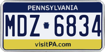 PA license plate MDZ6834