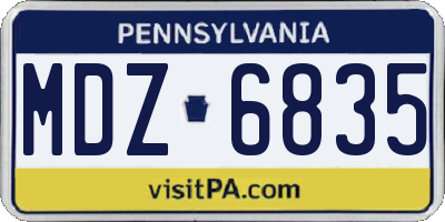 PA license plate MDZ6835