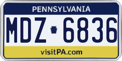 PA license plate MDZ6836
