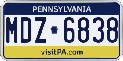 PA license plate MDZ6838