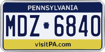 PA license plate MDZ6840